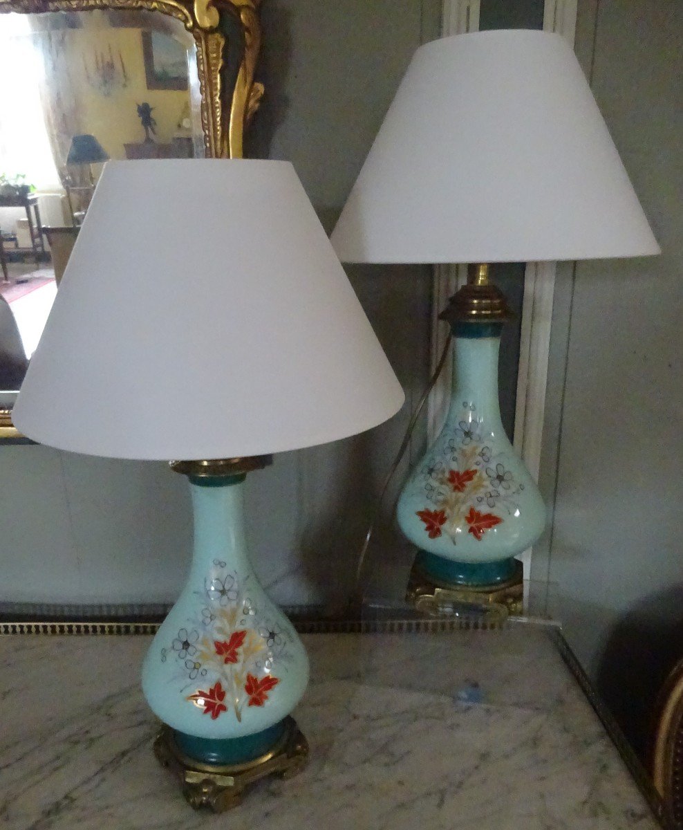 Pair Of Napoleon III Porcelain Lamps