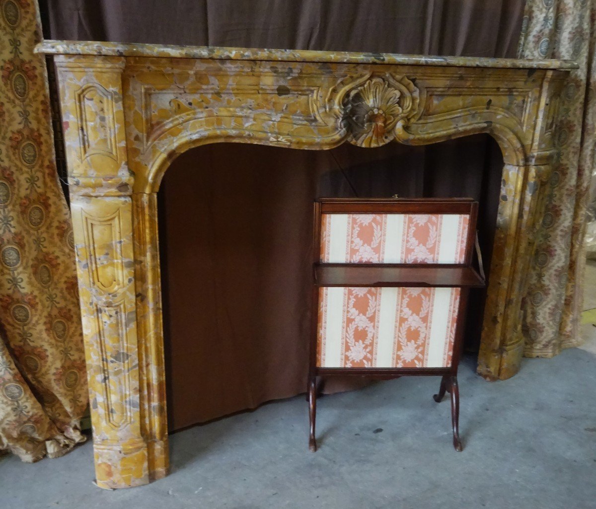 Large 18th Century Fireplace In Saint Antonin Breccia Marble