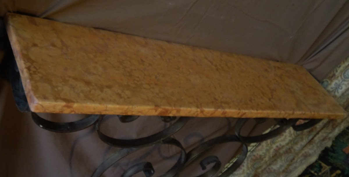 Wrought Iron Console Marble Top-photo-2