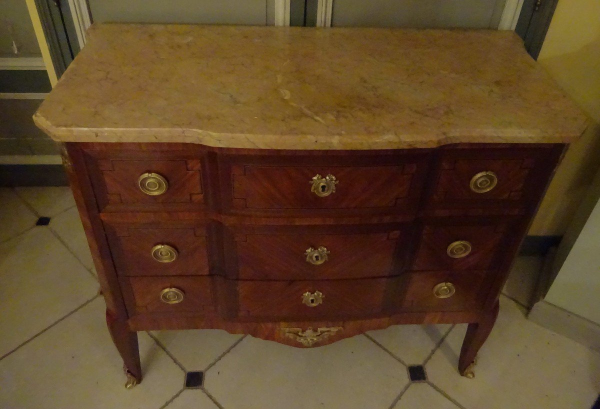 Commode De Style Transition En Marqueterie-photo-2