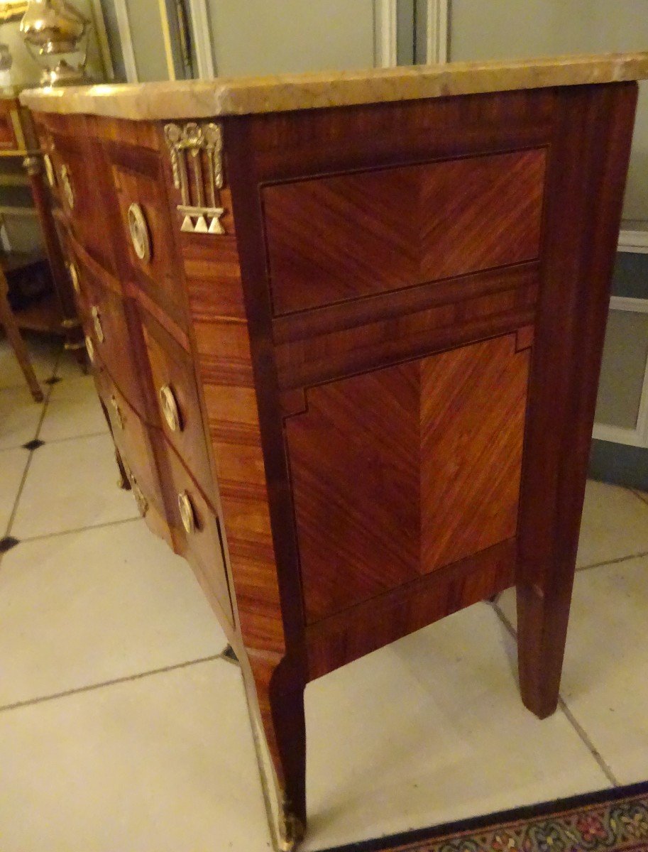 Transition Style Marquetry Chest Of Drawers-photo-4