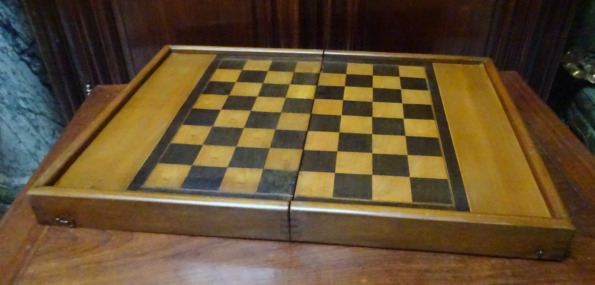 Checkers And Backgammon Game Box Early 20th Century-photo-2