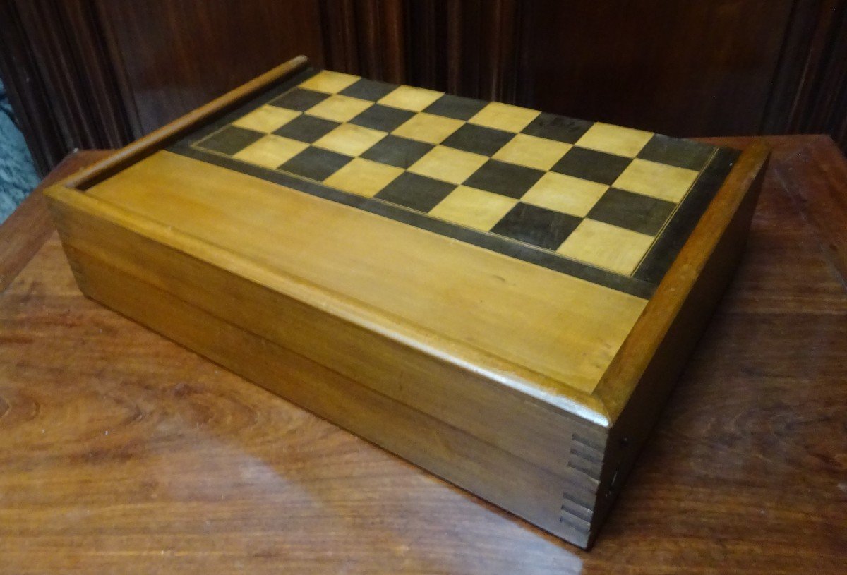 Checkers And Backgammon Game Box Early 20th Century-photo-2