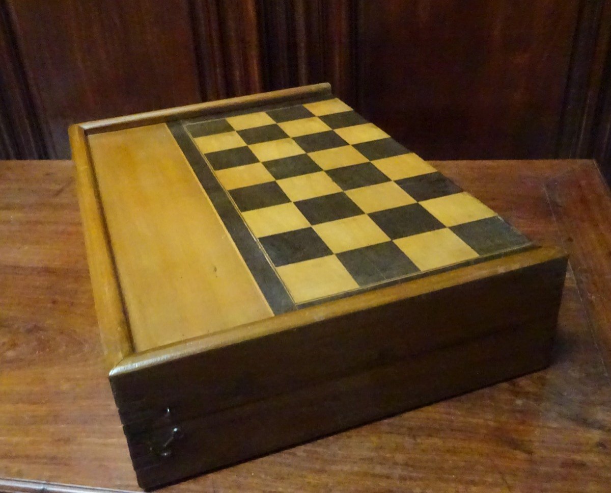 Coffret De Jeu De Dame Et Backgammon Début XXème