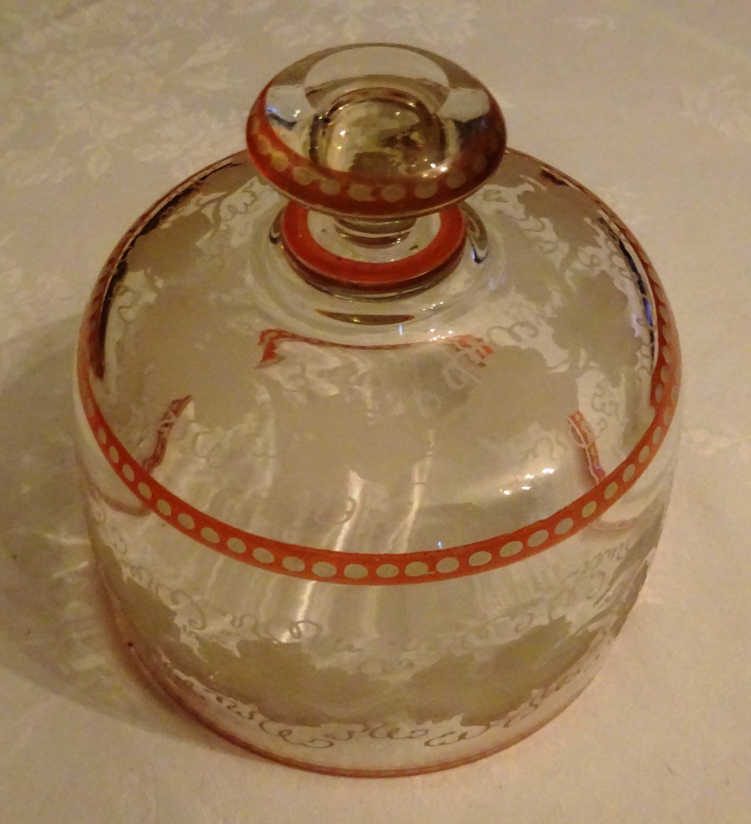 Small 19th Century Cheese Bell In Engraved Crystal-photo-2