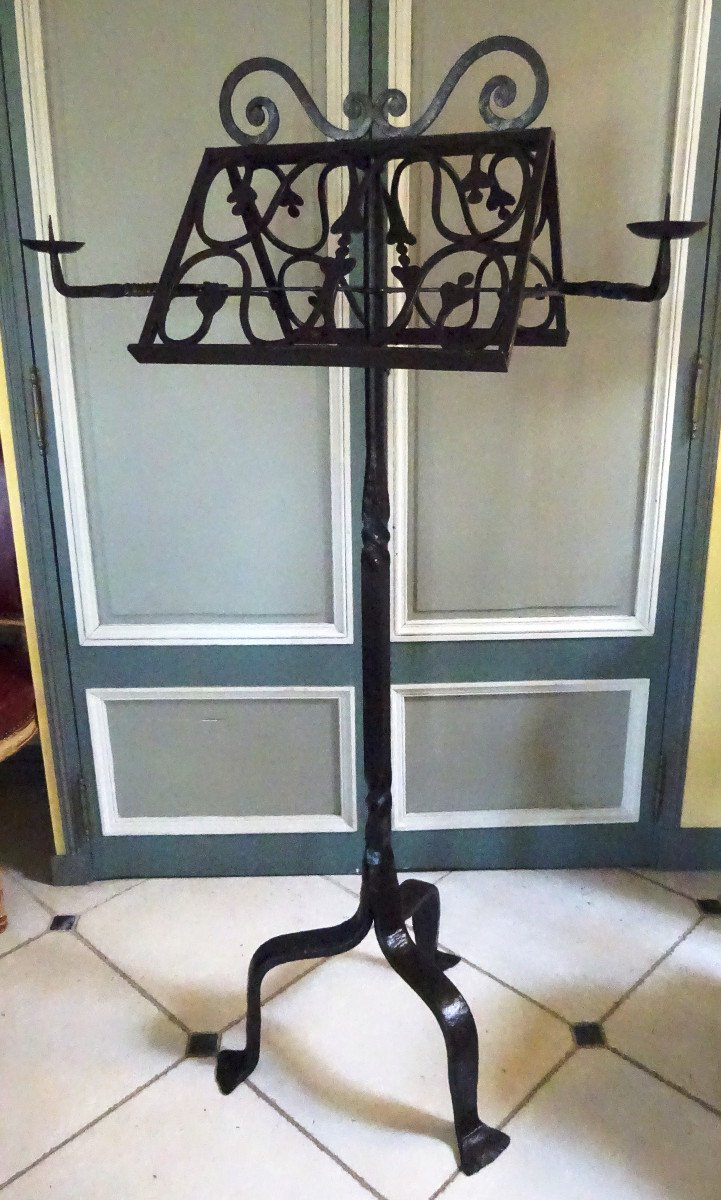 Double Lectern On Base End Of 19th Century For Chapel Or Church In Metal