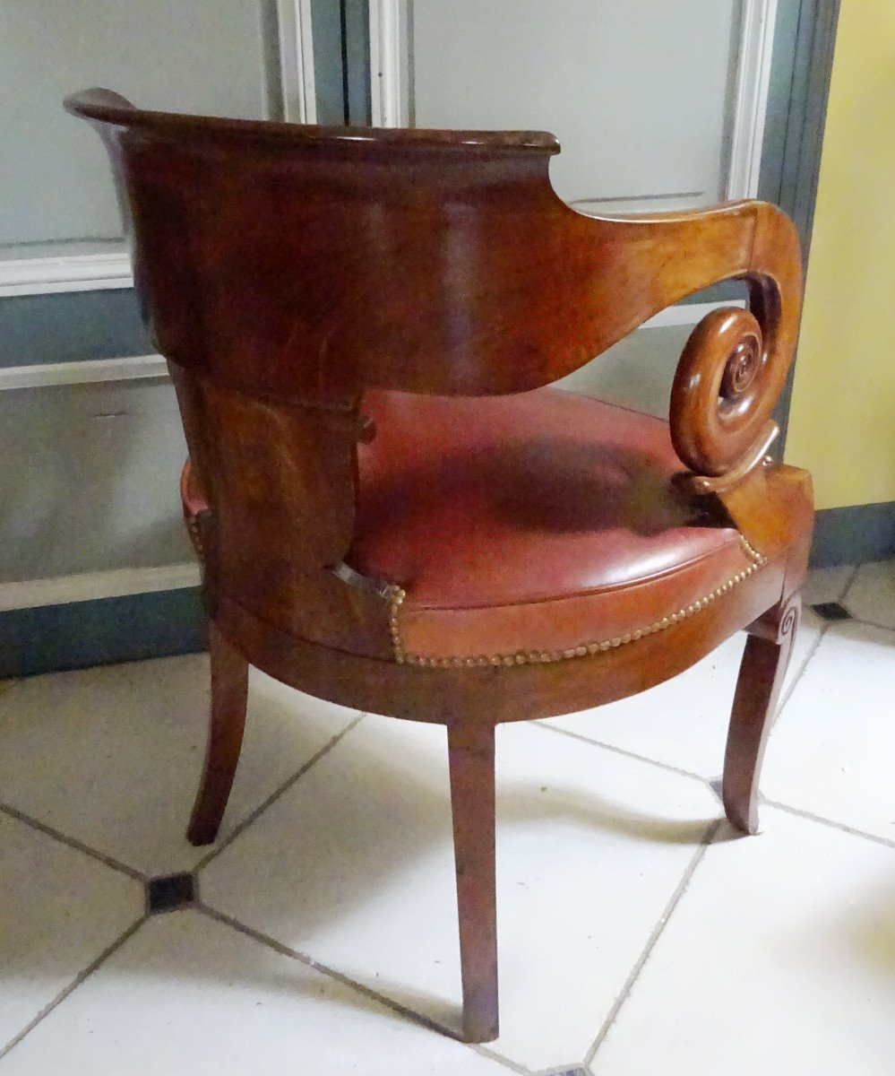 Fauteuil De Bureau d'époque Restauration En Acajou-photo-3