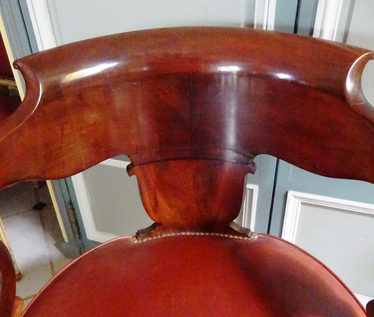 Fauteuil De Bureau d'époque Restauration En Acajou-photo-4