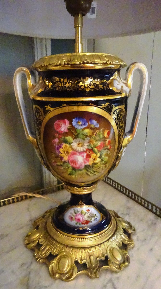 Vase En Porcelaine De Paris d'époque XIXème Monté En Lampe-photo-2