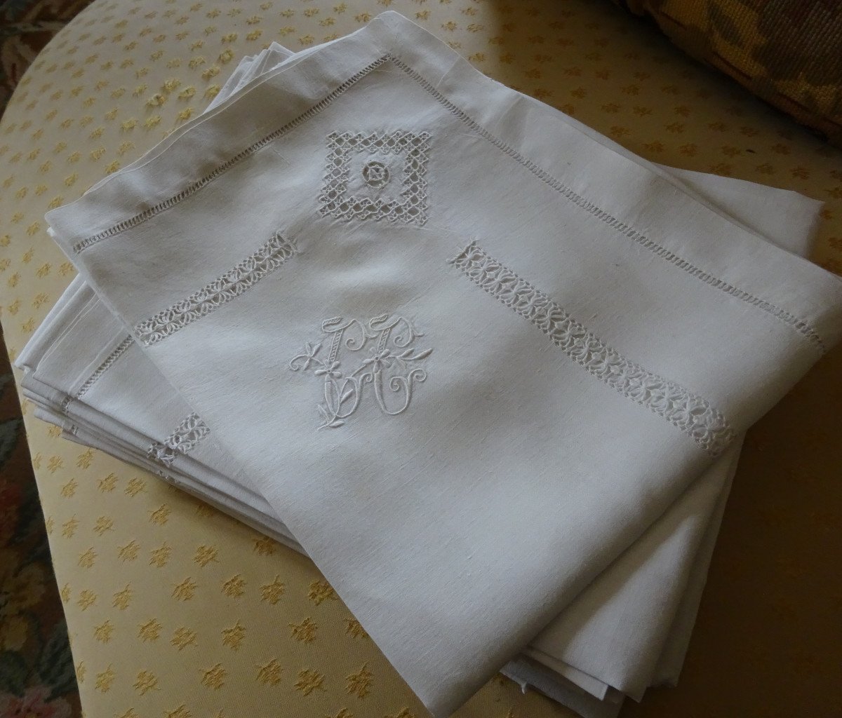 Set Of 12 Thread Napkins From The Early 20th Century