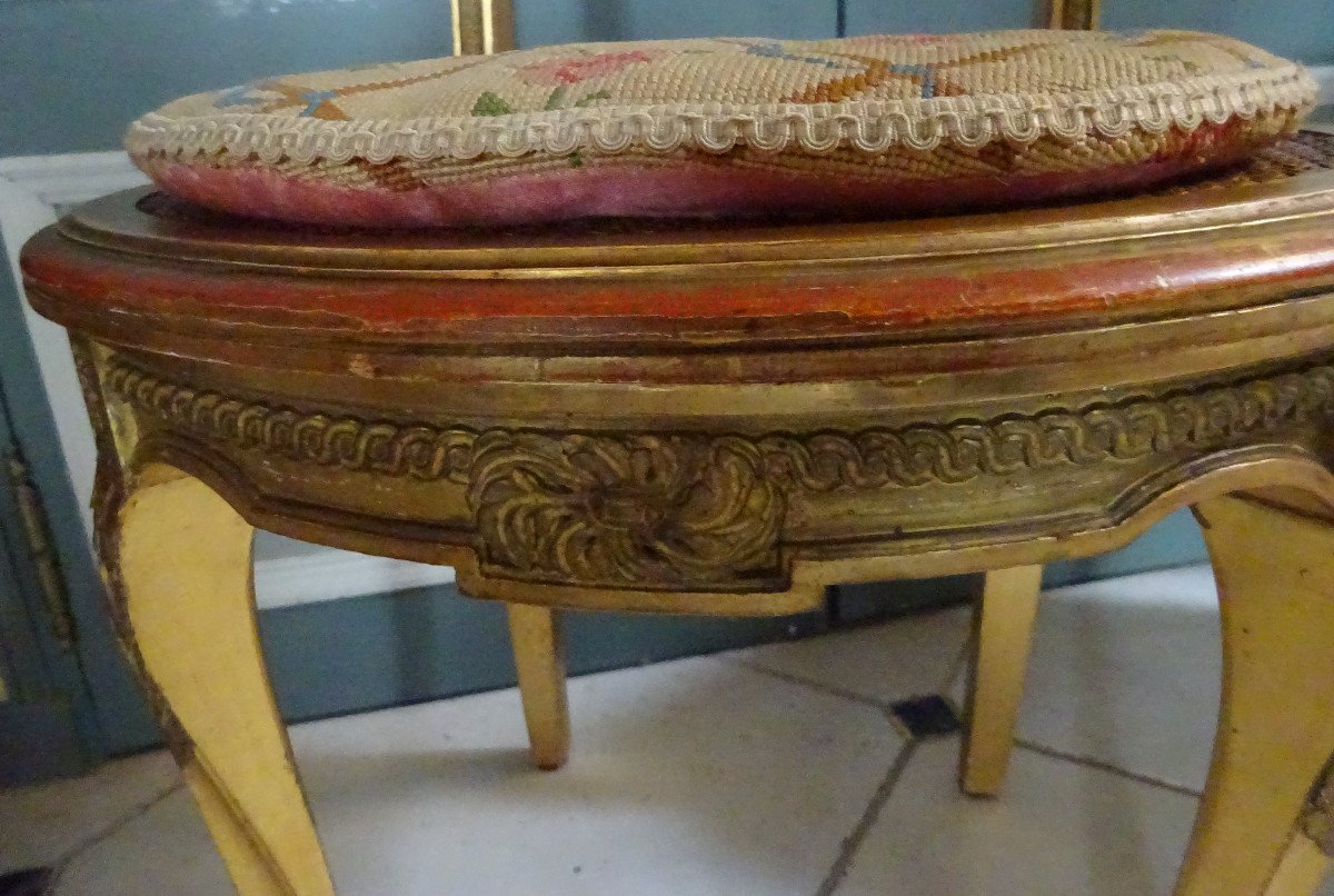 Gilded Wood And Cane Chair From The Late 19th Century-photo-4