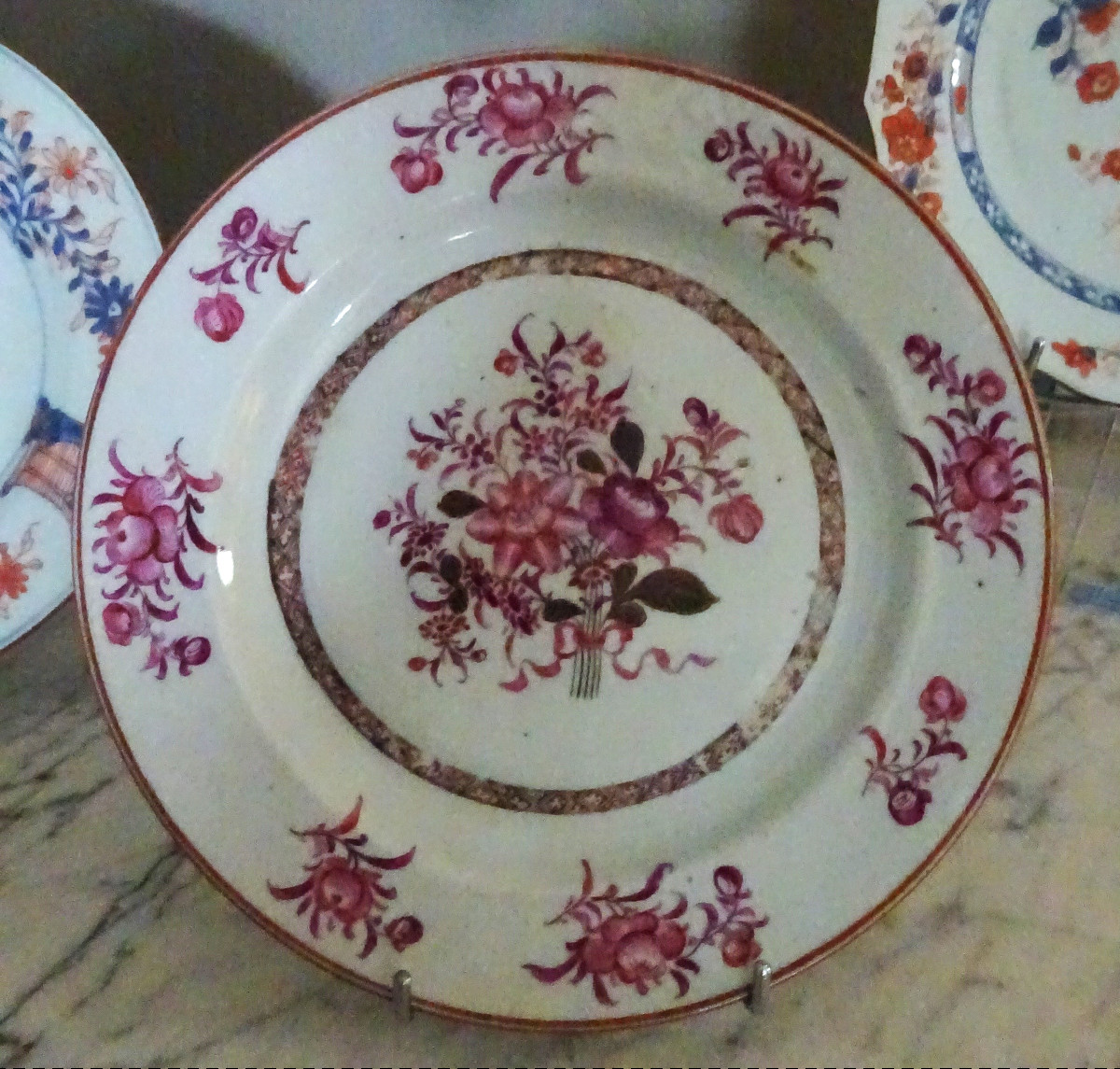 Réunion De Trois Assiettes En Porcelaine, Chine XVIIIème-photo-4