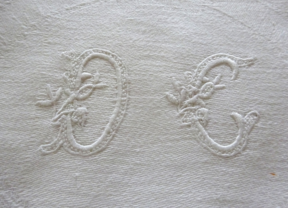 Set Of 10 Damask Napkins, Late 19th-early 20th Century-photo-2