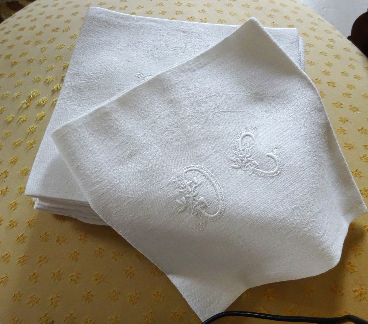 Set Of 10 Damask Napkins, Late 19th-early 20th Century