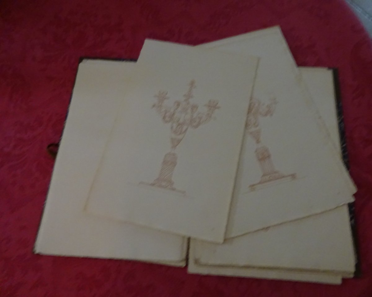 Collection Of 40 Antique Engravings 1900 Representing Goldsmith Coins Louis XVI Style