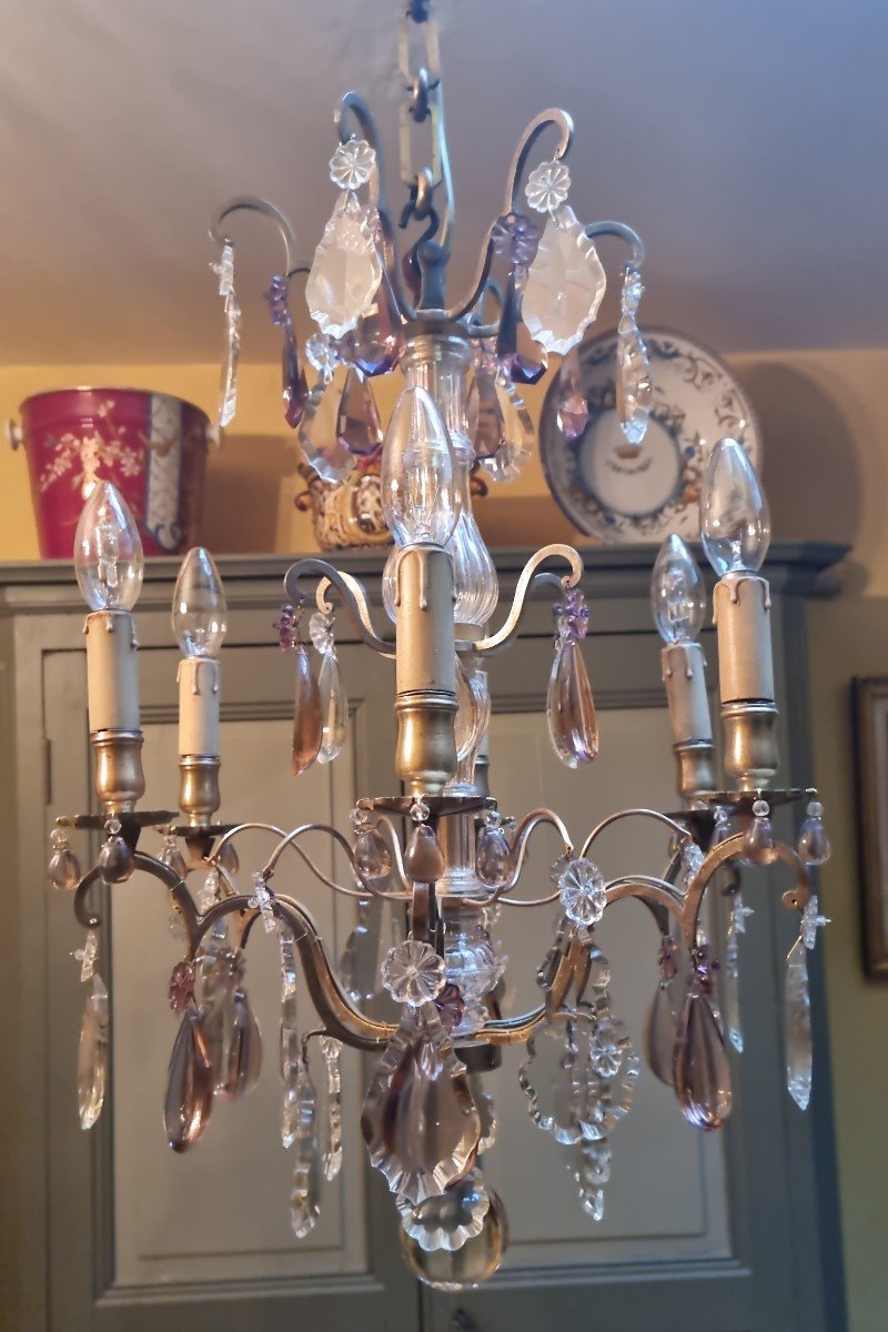 18th Century Style Bronze And Crystal Chandelier-photo-4