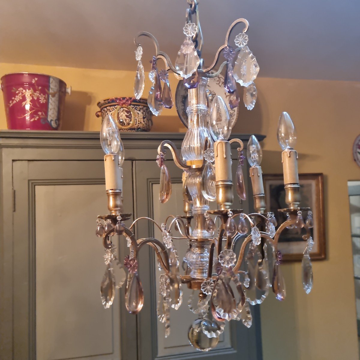 18th Century Style Bronze And Crystal Chandelier-photo-1