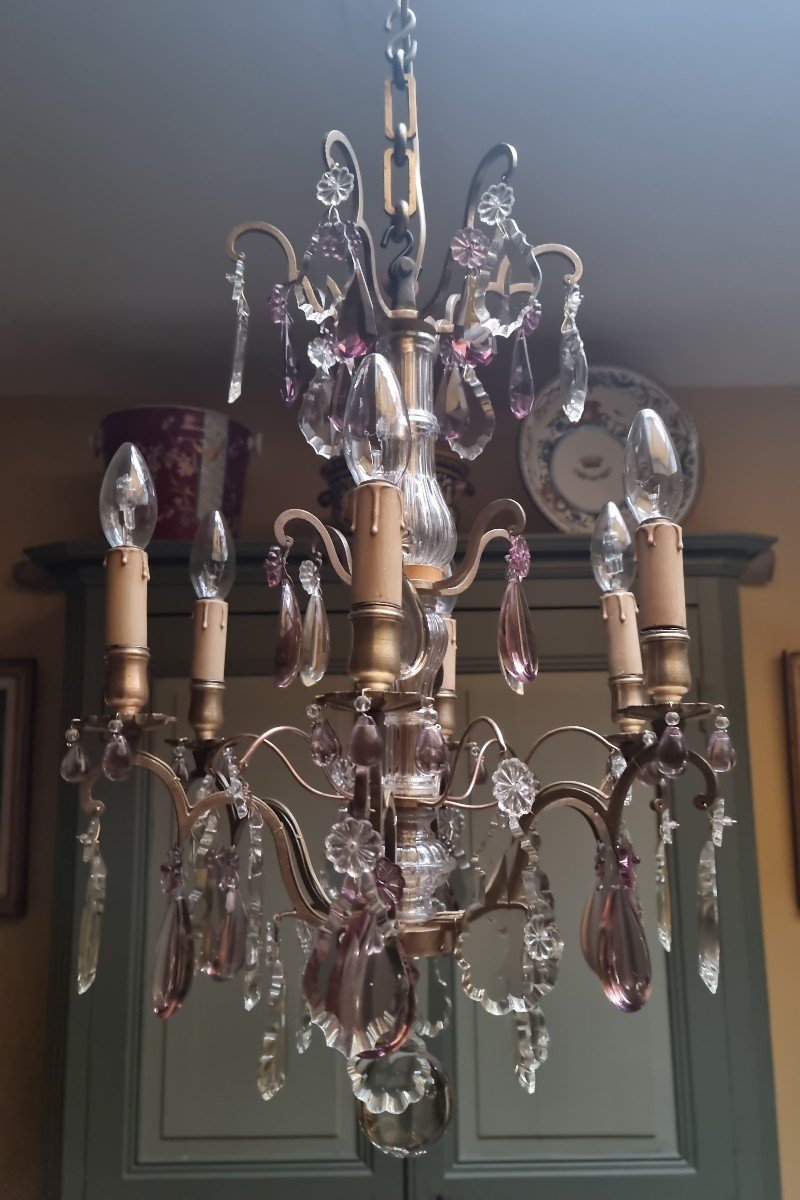 18th Century Style Bronze And Crystal Chandelier