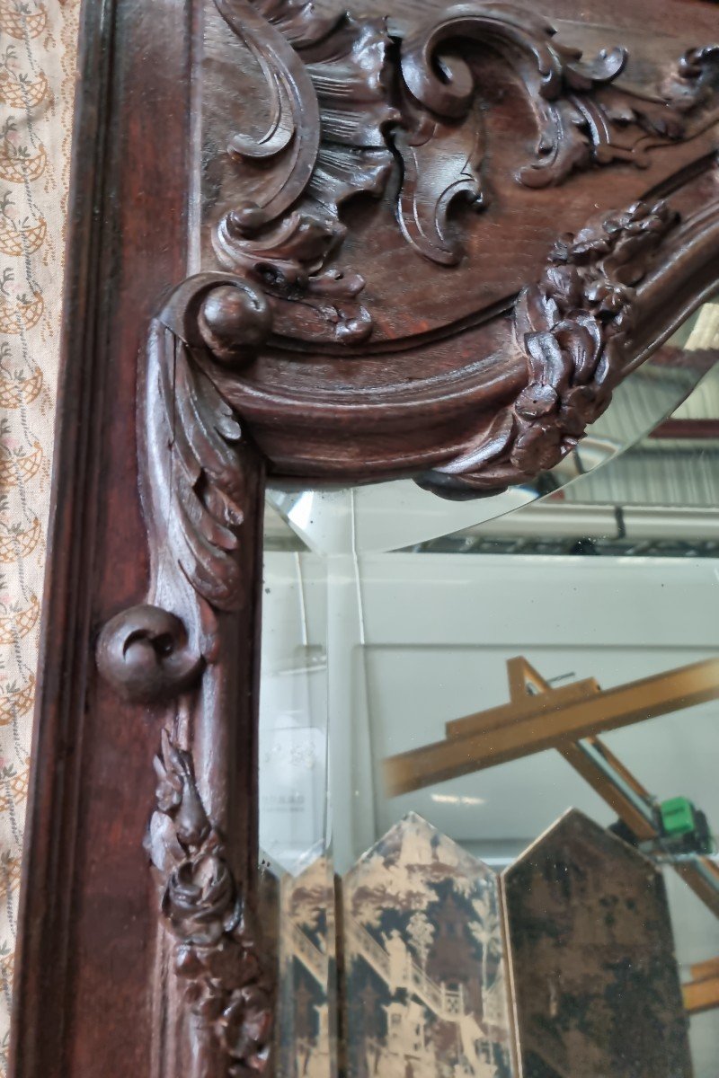 Large Napoleon III Mirror In Carved Oak-photo-1
