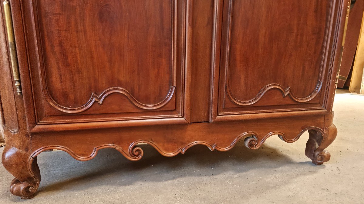 18th Century Wardrobe In Solid Mahogany Port Work-photo-1