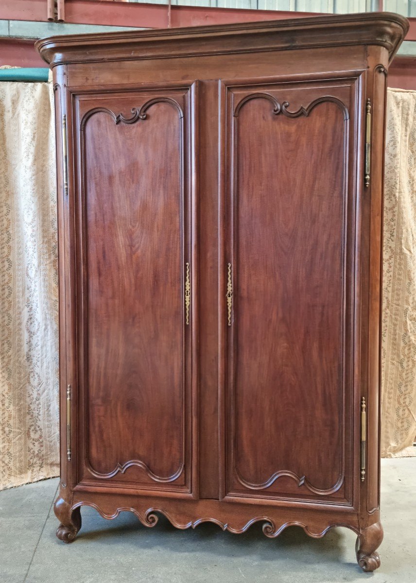 18th Century Wardrobe In Solid Mahogany Port Work-photo-6