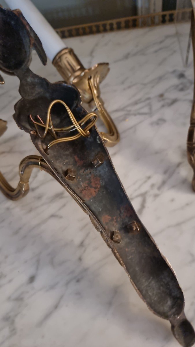 Paire d'Appliques En Bronze De Style Louis XVI-photo-3