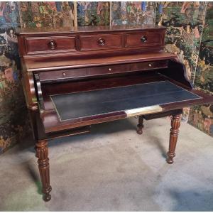 Desk Or Secretary In Faux Cylinder, Rosewood, Mid-19th Century