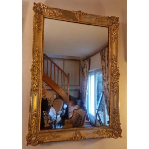 Miroir Rectangulaire En Bois Doré d'époque Restauration