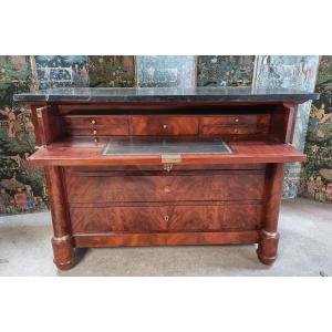 Empire Period Commode In Mahogany Forming Writing Desk 