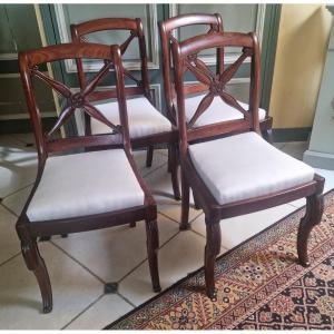 Suite Of Four Mahogany Chairs, Restoration Period