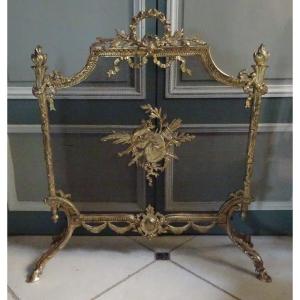 Pare-feu En Bronze Ciselé Et Doré De Style Louis XVI époque Fin XIXème