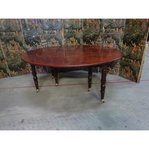 Large Oval Dining Table Solid Mahogany Empire Period