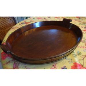 19th Century Oval Tray In Solid Mahogany