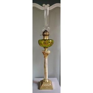 Large 19th Century Oil Lamp In Onyx And Bronze 