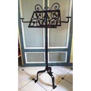 Double Lectern On Base End Of 19th Century For Chapel Or Church In Metal