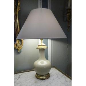 Lampe En Porcelaine Céladon Dépoque XIXème