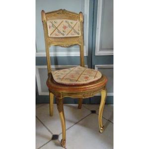 Gilded Wood And Cane Chair From The Late 19th Century