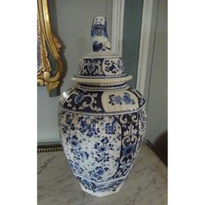 Large Covered Vase In Delft Earthenware