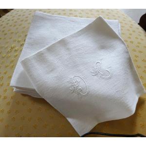 Set Of 10 Damask Napkins, Late 19th-early 20th Century