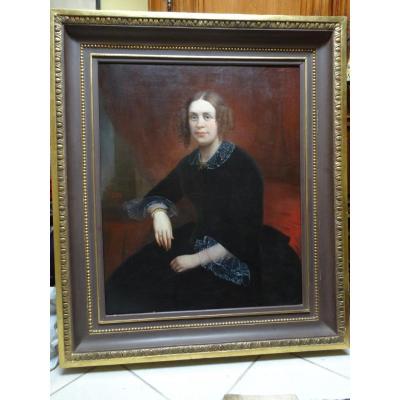 Great Portrait Of Woman Mid 19th Century By Joachin Sotta