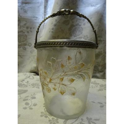 Seau à Glace En Pâte De Verre à Décor Floral d'époque 1900