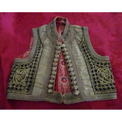 Small Richly Embroidered Vest Oriental Work Late Nineteenth