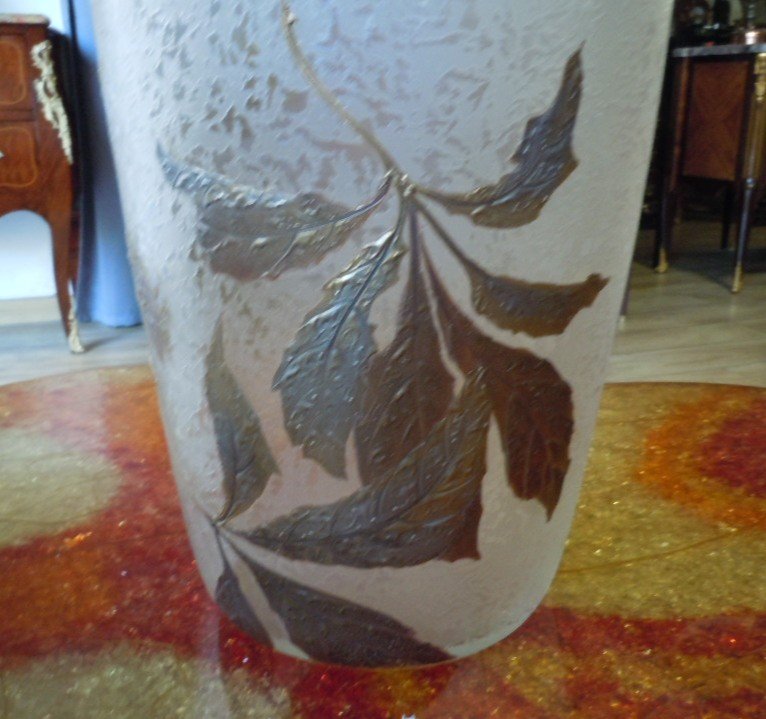 Monumental Enamel Glass Vase Legras Montjoye-photo-2