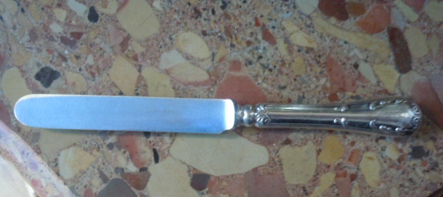 12 Dessert Knives In 800 Silver-photo-2