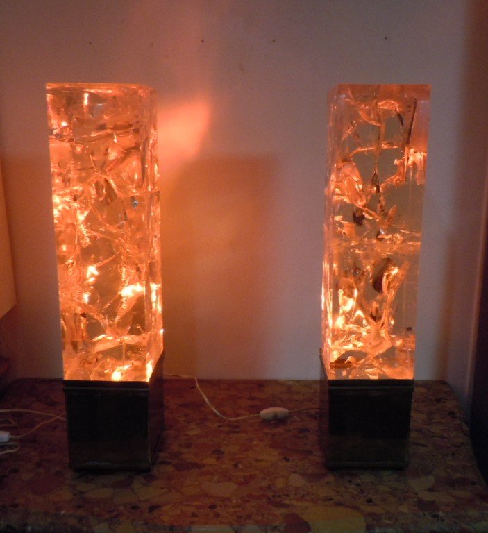 Paire De Lampes En Resine Fractale 1970-photo-2