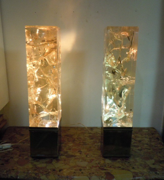 Paire De Lampes En Resine Fractale 1970-photo-2