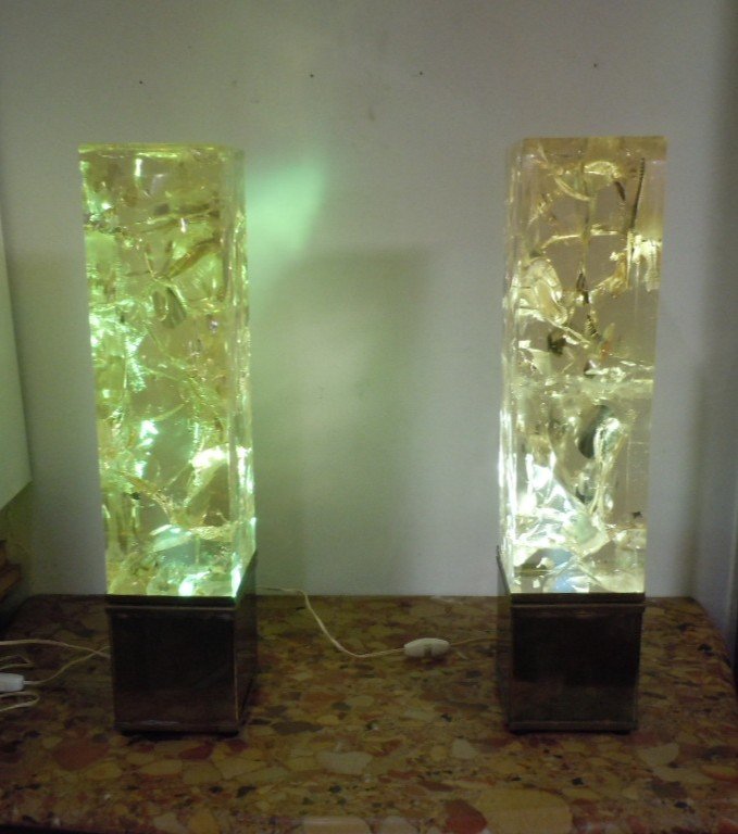 Paire De Lampes En Resine Fractale 1970-photo-3