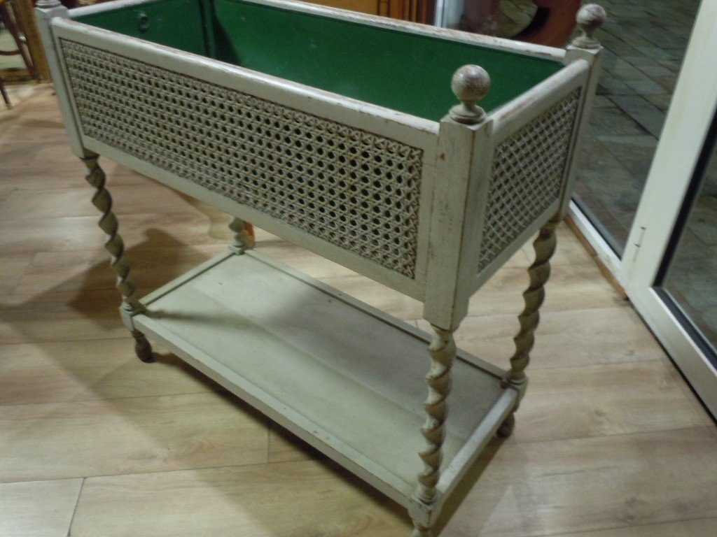 19th Century Wooden And Cane Planter-photo-2