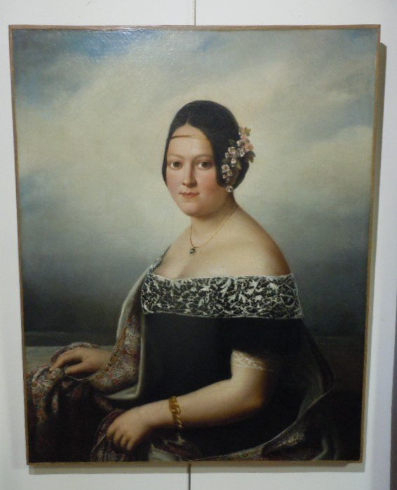 Portrait De Dame Signe Et Date 1834