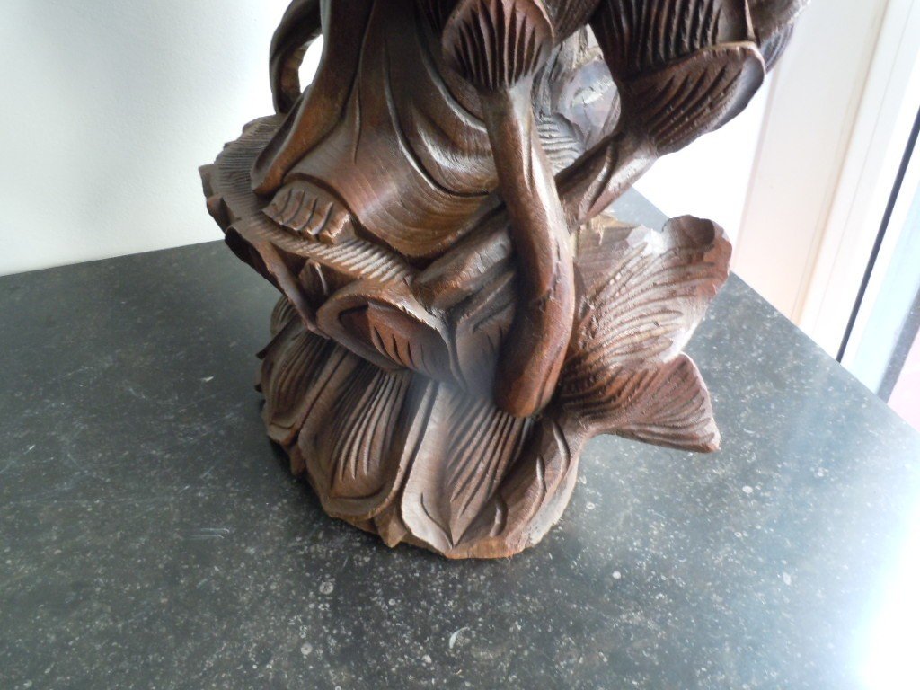 Guanyn Sculpture In Carved Wood-photo-8